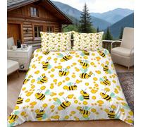 Funda Nordica Cama 180 Linda Abeja 3D Fundas Nordicas Simple 3pcs Ropa de Cama Microfibra Suave Funda Nórdica 260x240 y 2 Funda de Almohada 50x80 cm