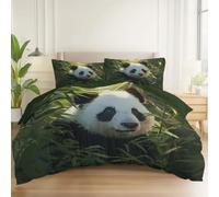 Funda Nordica Cama 180 Lindo Animales Pandas Bosques De Bambú Imprimir con 2 Funda Almohada, Microfibra Juegos de Ropa de Cama de Verano para Adultos Adolescentes 240 x 260 cm, Verde Oscuro