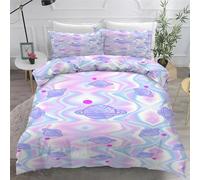 Funda Nordica Cama 180 LíNea Ondulada, Funda Nordica 260x240 Planetas CóSmicos, Conjuntos de Cama Estampado 3D con Cremallera, Funda Nórdica Microfibra y 2 Funda de Almohada 50x75 cm