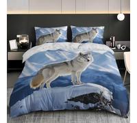 Funda Nordica Cama 180 Lobo Funda Nórdica Edredon Estampado de Montaña Nevada Fundas Nórdicas 260x240 Microfibra Suave Ropa de Cama con Cremallera y 2 Fundas de Almohada 50x75 E.1196