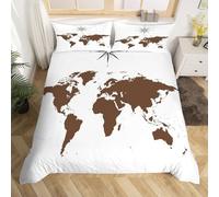 Funda Nordica Cama 180 Mapas del Mundo 3D Ropa de Cama Cinco Continentes Suave Microfibra Funda Nórdica 240x260 cm con Cremallera y 2 Funda De Almohada 50x75 cm J.1523