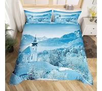 Funda Nordica Cama 180 MontañAs y Bosques Funda de edredon Escena Nevada 3D Funda Nórdica 260x240 Funda Nordica de Microfibra Suave con Cremallera + 2 Fundas de Almohada 50x75cm d.870