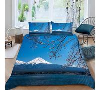 Funda Nordica Cama 180 Monte Fuji Funda de edredon Paisaje De Lago 3D Funda Nórdica 260x240 Funda Nordica de Microfibra Suave con Cremallera + 2 Fundas de Almohada 50x75cm e-4698