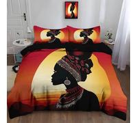 Funda Nordica Cama 180 Mujer Africana, Ropa de Cama Reversible Tribus Africanas 3D Microfibra Funda Edredon 260x240 cm y 2 Fundas de Almohada con Cremallera 3 Piezas 2552-ABC