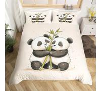 Funda Nordica Cama 180 Pandas de Dibujos Animados 3D Ropa de Cama Microfibra Suave Niños Adorables Funda de edredón 240x260 cm con Cremallera y 2 Funda de Almohada 50x75 para Cama Doble I.1566