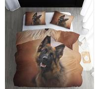 Funda Nordica Cama 180 Pastor Alemán Funda de Edredón 260x240 cm 3D Perro Ropa de Cama 3 Piezas de Microfibra Hipoalergénica y 2 Fundas de Almohada 50x75cm, t3025