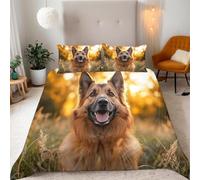 Funda Nordica Cama 180 Pastor Alemán Funda Nórdica Edredon Perros Adorables Fundas Nórdicas 260x240 Microfibra Suave Ropa de Cama con Cremallera y 2 Fundas de Almohada 50x75 E.1602