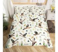 Funda Nordica Cama 180 Pato 3D Microfibra Suave Ropa de Cama Animales Salvajes 3 Pezzi Include 1 Fundas de Edredón 240x260 cm y 2 Fundas de Almohada 50x75cm A-2706