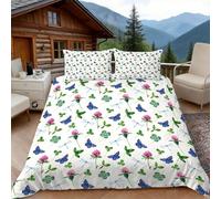 Funda Nordica Cama 180 Patrón de Mariposa y Flor 3D Fundas Nordicas Patrón de Dibujos Animados 3pcs Ropa de Cama Microfibra Suave Funda Nórdica 260x240 y 2 Funda de Almohada 50x80 cm