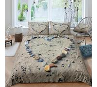 Funda Nórdica Cama 180 Patrón de Piedra en Forma de Corazón Impresión 3D Microfibra Suave Ropa de Cama Estilo Moderno Funda Edredon 240x260 cm con Cremallera y 2 Fundas de Almohada 50x75 cm i.2022