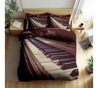 Funda Nordica Cama 180 Piano, Ropa de Cama Reversible Tema Musical 3D Microfibra Funda Edredon 260x240 cm y 2 Fundas de Almohada con Cremallera 3 Piezas 6584-ABC