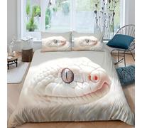 Funda Nordica Cama 180 Pitón Blanca Funda Edredon Microfibra Suave 3D Juego de Ropa de Cama Reptiles Salvajes Funda Nordica 240x260 y 2 Fundas de Almohada 50x75 cm E-4129