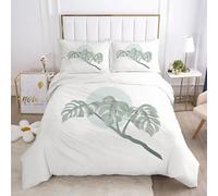 Funda Nordica Cama 180 Planta Blanca 3D Imprimiendo Juego de Ropa de Cama con Cremallera,1 Funda de Edredón 260x240cm+2 Fundas de Almohada 50x80cm,para Familias y Adult