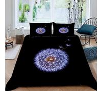 Funda Nordica Cama 180 Plantas con Flores 3D Ropa de Cama Fondo Negra Suave Microfibra Funda Nórdica 240x260 cm con Cremallera y 2 Funda De Almohada 50x75 cm J.815