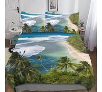 Funda Nordica Cama 180 Playa Tropical 3D Ropa de Cama Microfibra Suave Palmeras Funda de edredón 240x260 cm con Cremallera y 2 Funda de Almohada 50x75 para Cama Doble C.1050