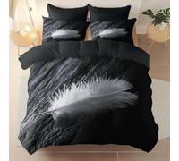 Funda Nordica Cama 180 Plumas Blancas y Negras Funda Edredon Microfibra Suave 3D Juego de Ropa de Cama Estilo Minimalista Funda Nordica 240x260 y 2 Fundas de Almohada 50x75 cm F-1343