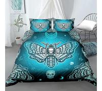 Funda Nordica Cama 180 Polilla Calavera Juego de Ropa de Cama Cálido Transpirable Microfibra para Infantil Juvenil con Cremallera, 1 Funda Nórdica 240x260 cm + 2 Fundas de Almohada 50x75 cm