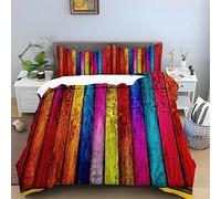 Funda Nordica Cama 180 Puerta De Madera De Colores Juego de Cama Microfibra Suave Vista Funda Edredon 240x260 cm para Home Decoracion y 2 Funda de Almohada 50x80 cm con Cremallera