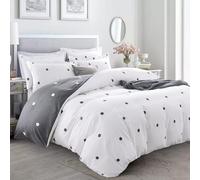 Funda Nordica Cama 180 Puntos Grises Juego de Ropa de Cama de Suave Microfibra Lunares Blancos Funda NóRdica 260x240 cm con Cremallera y 2 Funda de Almohada 50x75 cm