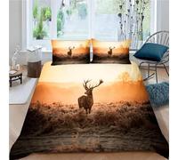 Funda Nordica Cama 180 Reno 3D Microfibra Suave Ropa de Cama Animales Salvajes 3 Pezzi Include 1 Fundas de Edredón 240x260 cm 2 Fundas de Almohada 50x75cm e-420