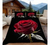 Funda Nordica Cama 180 Rosas 3D Fundas Nordicas Diseño de Flores 3pcs Ropa de Cama Microfibra Suave Funda Nórdica 260x240 y 2 Funda de Almohada 50x80 cm