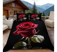 Funda Nordica Cama 180 Rosas Rojas 3D Fundas Nordicas Rosa Roja 3pcs Ropa de Cama Microfibra Suave Funda Nórdica 260x240 y 2 Funda de Almohada 50x80 cm