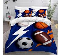 Funda Nordica Cama 180 Rugby/Béisbol Impresión 3D Ropa de Cama Baloncesto y Fútbol Americano Suave Microfibra Funda de Edredón 240x260 con Cremallera y 2 Fundas De Almohada 50x75 x.77