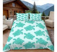 Funda Nordica Cama 180 Tortuga Marina de Reptiles 3D Fundas Nordicas Estilo Océano 3pcs Ropa de Cama Microfibra Suave Funda Nórdica 260x240 y 2 Funda de Almohada 50x80 cm