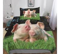 Funda Nordica Cama 180 Tropical Funda de Edredón 260x240 cm 3D Cerdo Ropa de Cama 3 Piezas de Microfibra Hipoalergénica y 2 Fundas de Almohada 50x75cm, t4085