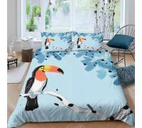 Funda Nordica Cama 180 Tucanes Tropicales 3D Ropa de Cama Microfibra Suave Animales Funda de edredón 240x260 cm con Cremallera y 2 Funda de Almohada 50x75 para Cama Doble L.6676