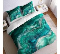 Funda nórdica Cama 180 Verde Juego de Cama Patrón de Textura de malaquita 3 Piezas 240x260 cm en poliéster Suave, Incluye Funda edredón y 2 Fundas de Almohada, Ropa de Cama Juvenil