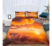 Funda Nordica Cama 180 Vista del Amanecer Microfibra Suave 3D Funda Nórdica 260x240 Nubes Ropa de Cama con Cremallera Fundas Edredón con 2 Fundas Almohada z-1044