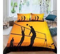 Funda Nordica Cama 180 Voleibol Funda de Edredón 260x240 cm 3D Voleibol Ropa de Cama 3 Piezas de Microfibra Hipoalergénica y 2 Fundas de Almohada 50x75cm, R1985