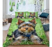 Funda Nordica Cama 180 Yorkshire Terrier Impresión 3D Ropa de Cama Cachorrito Lindo Suave Microfibra Funda de Edredón 240x260 cm con Cremallera y 2 Fundas De Almohada 50x75 cm n.1061