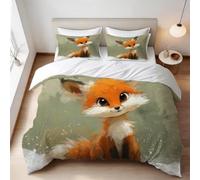 Funda Nordica Cama 180 Zorrito Estampado 3D, 240x260 cm | Dibujos Animados Ropa de Cama Suave Microfibra Funda Nórdica y 2 Fundas de Almohada 50x75 cm, Cama Extragrande