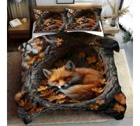 Funda Nordica Cama 180 Zorro madriguera Juego de Ropa de Cama de Suave Microfibra Cuento curativo Funda NóRdica 260x240 cm con Cremallera y 2 Funda de Almohada PA3042