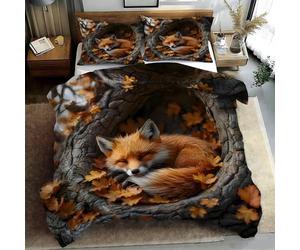 Funda Nordica Cama 180 Zorro madriguera Juego de Ropa de Cama de Suave Microfibra Cuento curativo Funda NóRdica 260x240 cm con Cremallera y 2 Funda de Almohada PA3042