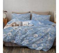 Funda Nórdica Cama 240x220cm，Funda Edredon con Flores Frescas Campo de Margaritas Patrón Microfibra 3 Piezas Compuesto por 1 Funda Nórdica + 2 Fundas de Almohada 50x75, Azul Claro