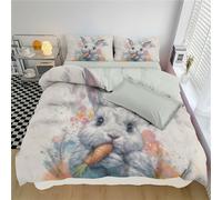 Funda Nordica Cama 260X220Cm - Microfibra Juego De Funda Edredon Ilustración Animal En Acuarela con Cremallera - Y 2 Fundas De Almohada 50X75 Cm - Ilustración Animal En Acuarela, Gris