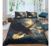 Funda Nordica Cama 80/90 águila Calva 3D Ropa de Cama Microfibra Suave Aves Rapaces Funda de edredón 150x200 cm con Cremallera y 2 Funda de Almohada 50x75 L.4300