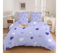 Funda Nordica Cama 80/90 Amor Morado Suave Transpirable Microfibra Ropa de Cama Amor Reversible Funda Edredon 135x200 cm, 1 x Funda de Almohada 50x75 cm, 3D Funda de Edredón r.9066
