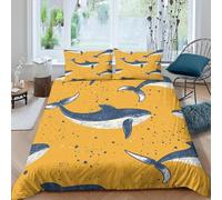 Funda Nordica Cama 80/90 Ballena 3D Ropa de Cama Microfibra Suave Animales Marinos Funda de edredón 150x200 cm con Cremallera y 2 Funda de Almohada 50x75 L.3334