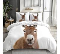 Funda Nordica Cama 80/90 Burro 3 Piezas - 3D Funda Edredón Blanca 150x220 cm, 2 Fundas de Almohada Microfibra Ropa de Cama Ligera y Cómoda, Fácil Cuidado M/556