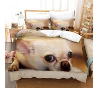 Funda Nordica Cama 80/90 Chihuahua 3D Ropa de Cama Microfibra Suave Cachorros Adorables Funda de edredón 150x200 cm con Cremallera y 2 Funda de Almohada 50x75 K.5931