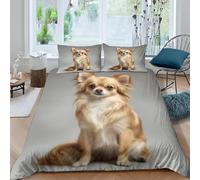 Funda Nordica Cama 80/90 Chihuahua 3D Ropa de Cama Microfibra Suave Perros Adorables Funda de edredón 135x200 cm con Cremallera y 2 Funda de Almohada 50x75 K.5790