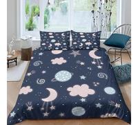 Funda Nordica Cama 80/90 Cielo Estrellado 3D Ropa de Cama Microfibra Suave Estilo de Ensueño Funda de edredón 150x200 cm con Cremallera y 2 Funda de Almohada 50x75 L.1913
