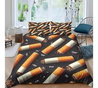 Funda Nordica Cama 80/90 Cigarrillo Ropa de Cama 3D Arte de TendenciaMicrofibra Suave 3 Piezas Include 1 Fundas Nórdica 240x260 cm y 2 Fundas de Almohada 50x75cm E-1491