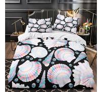 Funda Nórdica Cama 80/90 Conchas y Caracolas Impresión 3D Microfibra Suave Ropa de Cama Tema Playero Funda Edredon 135x200 cm con Cremallera y 2 Fundas de Almohada 50x75 cm j.278