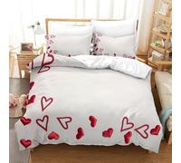 Funda Nordica Cama 80/90 Corazón Rojo 3D Ropa de Cama Microfibra Suave Tema Minimalista Funda de edredón 135x200 cm con Cremallera y 2 Funda de Almohada 50x75 Adecuado Juvenil F.3050