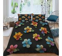 Funda Nordica Cama 80/90 Flores de Origami 3D Ropa de Cama Microfibra Suave Plantas Coloridas con Cremallera y 2 Funda de Almohada 50x75 J.284